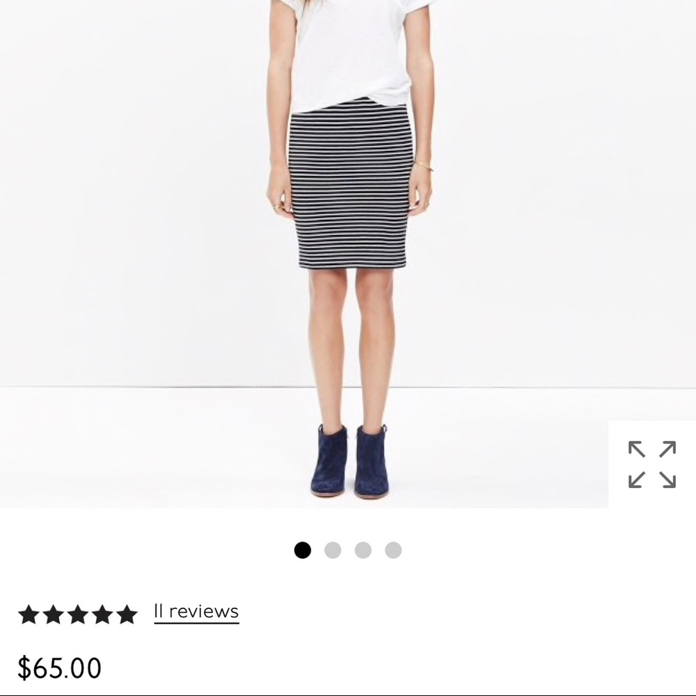 Madewell City Skirt Black/White Stripe Small